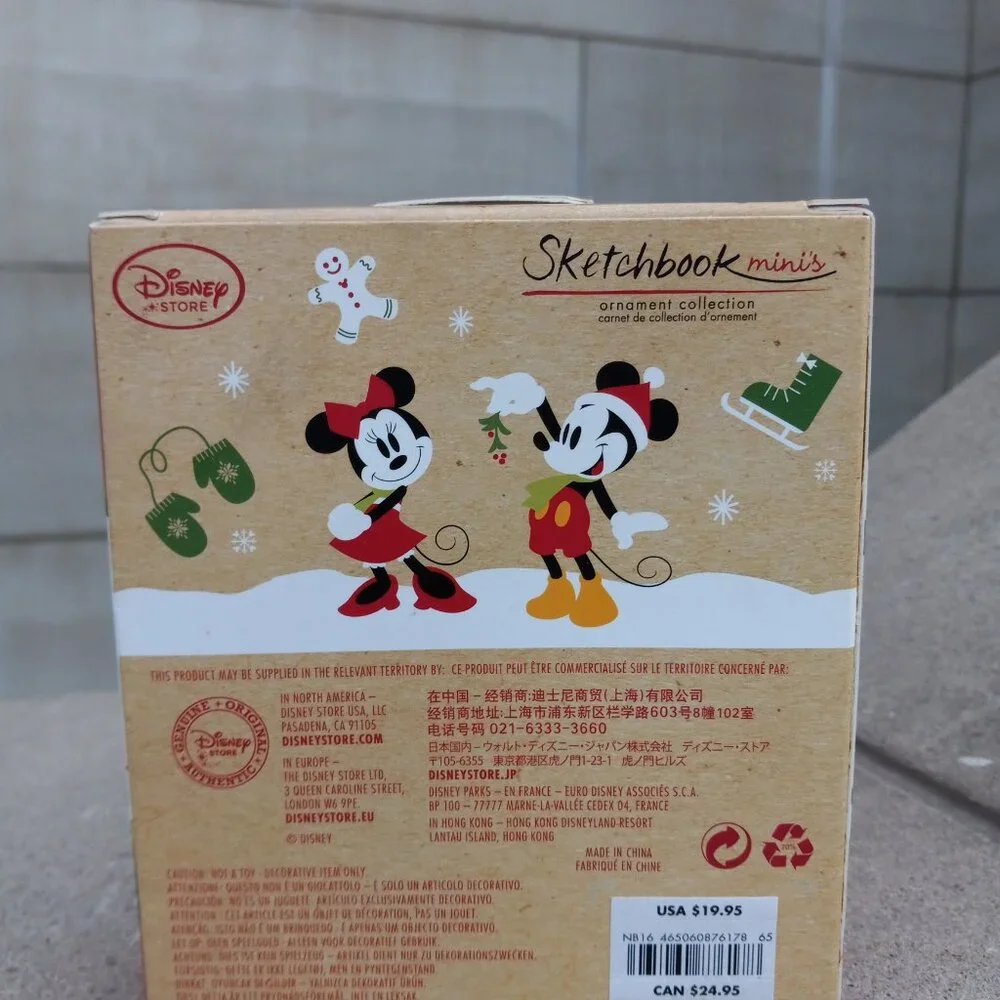 Disney Store Sketchbook Minis Mickey & Minnie Holiday Ornaments